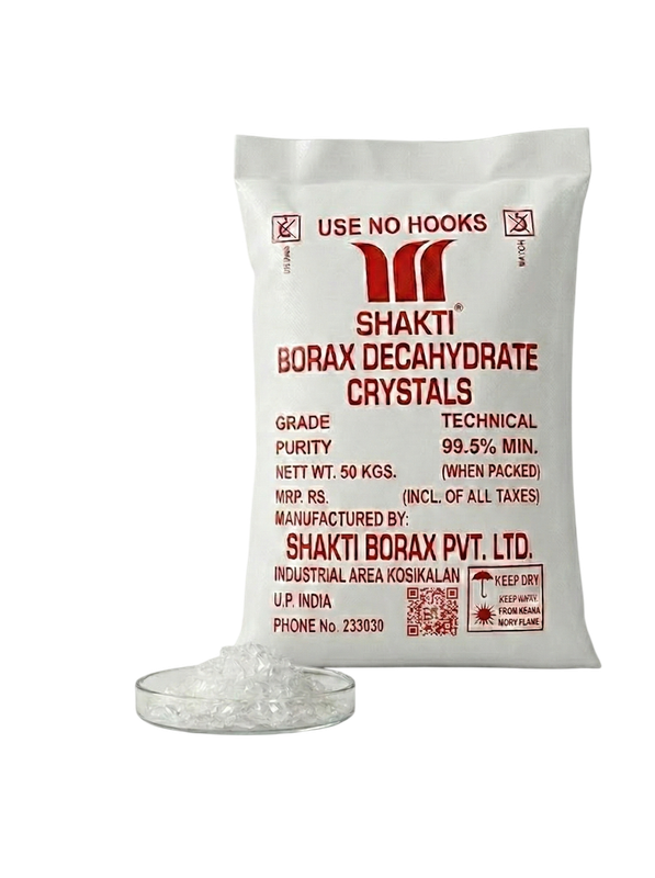 Borax Decahydrate Crystal — colorless translucent crystals manufactured by Shakti Borax